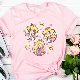 Women's T-Shirt Retro Princess T-shirt Harajuku Its Peach Time Shirt Peach Graphic T-shirt Cute Womens Short sleeved Top Birthday GiftL2405