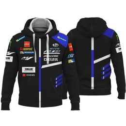 Men's Hoodies Sweatshirts Hot selling Yamaha M1 blue mens MOTO racing hoodie for spring/summer 2024 casual extreme sports zipper casual pull-out Q240506