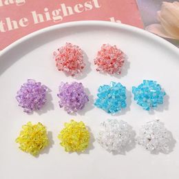 Charms 1pcs 's Same Coloured Crystal Embroidered Ball Flower DIY Handmade Woven Beaded Hair Clips Accessories