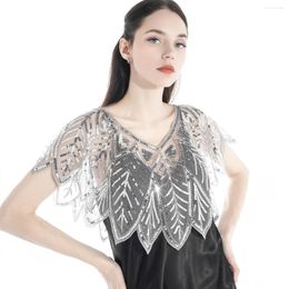 Scarves A Women's Solid Color Creative Leaf Sequin Evening Dress Small Waistcoat European And American Party Shawl