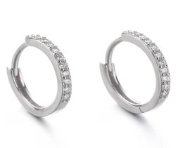 100 925 Sterling Silver Hoop Earrings Women Grils summer Jewellery CZ diamond Not allergic stud Eerring with box4976634