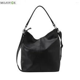 Shoulder Bags Youth Ladies Simple Versatile Bag Vintage PU Leather Zipper Bucket Solid Colour Large Crossbody