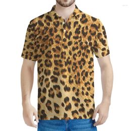 Men's Polos Colourful Leopard Graphic Polo Shirt Men Women 3D Printed Short Sleeve Tops Summer Personality Street T-shirt Loose Lapel Tees