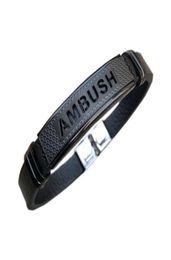 AMBUSH Titanium Steel Leather Bracelet Bangle Hip Hop Handmade Original Fashion Jewellery For Casual Men Women Couples Party Gifts9829684