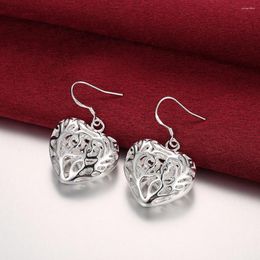 Dangle Earrings 925 Sterling Silver Beautiful Hollow Heart For Women Luxury Fashion Party Wedding Accessories Jewellery Christmas Gifts