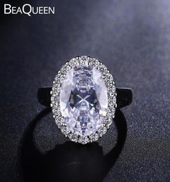 Wedding Rings BeaQueen Stunningly Big Oval Cubic Zirconia Stones Pave Round Crystal Engagement Statement Jewelry For Women R0051042916