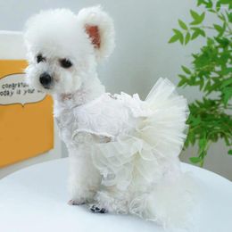 Dog Apparel Pet Dress Easy To Wear Fancy Tulle Charming Cats Dogs Mesh Princess With Traction Ring Supply