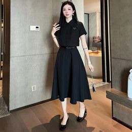 two piece set Women Clothes Dresses womens designer clothing PRD New Triangle Label Striped short sleeved shirt skirt set