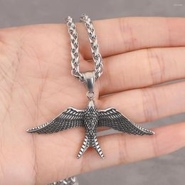 Pendant Necklaces Fashion Simplicity Animal Swallow Shape Necklace Girls Punk Hip Hop Black Gun Plated Stainless Steel Jewelry