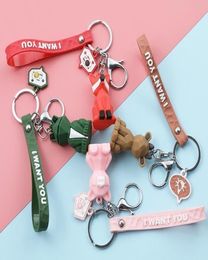 Party Favor PVC Geometric Cartoon Keychain Funny Dinosaur Women Jewelry Cute Charm Bag Keys Chain Car Key Ring Accessories WY823Q11361937