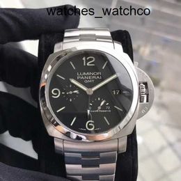 Racing Wrist Watch Panerai Male LUMINOR 1950 Series Automatic Mechanical Steel Date Dual Time Zone Mobile Storage Titanium Metal Watch 44mm Black Disc PAM00347