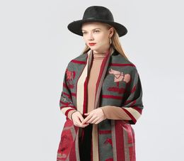 2021 Winter New Carriage Scarf Warm Shawl Thicken Tassels Horse cashmere fashion show poncho cape womens3398540