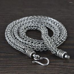 Chains Mencheese Real Solid S925 Pure Silver Jewellery Fashion Necklace For Men Water Ripple Chain S Hook