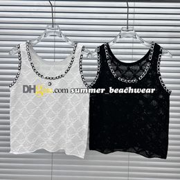 Sexy Sheer Knit Vest Designer Letter Neckline Knitted Tank Tops Women's Summer Casual Breathable Knitted Tanks Tees Sleeveless Knit Top
