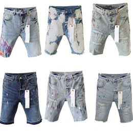 Purple Designer Mens Jeans Shorts Hip Hop Casual Short Knee Lenght Jean Clothing 29-40 Size High Quality Shorts Denim Jeans 2024