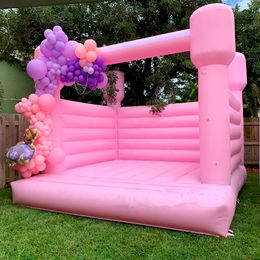 4.5x4.5m (15x15ft) full PVC Pastle Pink Moonwalk Bounce House Inflatable Jumper White Bouncy Castle Bouncer Commercial For Kids Party