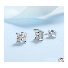 Stud Princess Cut 2Ct Diamond Test Passed Rhodium Plated 925 Sier D Colour Earrings Jewellery Couple Gift 220211 Drop Delivery Dhucy 261G