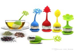 Silicone Tea Infuser Flower Shape Tea Leaf Strainer Stainless Steel Filters Device Loose Herbal Spice Filter Diffuser Come with Tr2374490