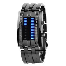 Men Watch 50m Waterproof Lava Watch Double Row Lamp Led Watch Male Fashion Steel Band Electronic Sport Watch Relogios Masculino 240428