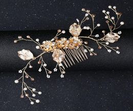 Hair Accessories For Women Crown Headband Hair Comb Clips coroa de noiva JewelryPearl Gold Flower Hairband Wedding Bride Tiaras4596618