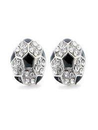 New Cute Crystal Rhinestone Soccer Stud Earrings For Women Girls Fashion Post Earrings Creative Jewellery Football Accessories Silve9925728