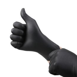 Gloves 100pcs Gloves Nitrile Waterproof Work Gloves Thicker Black Nitrile gloves for Mechanical Chemical Food Disposable Gloves