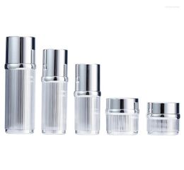 Storage Bottles 100ML 50ML 30MLEmpty Skincare Cosmetic Packaging Container High Grade Luxury Acrylic Silver Lotion Pump Bottle 30G2148274