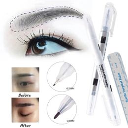 2024 1Pcs Surgical Skin Marker Eyebrow Marker Pen Tattoo Skin Marker Pen With Measuring Ruler Microblading Positioning Tool