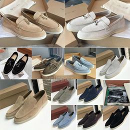 LP Men Dress shoes Charms Designer Couples shoe embellished suede Moccasins Genuine leather casual flats office work Women Luxury loafers factory footwear