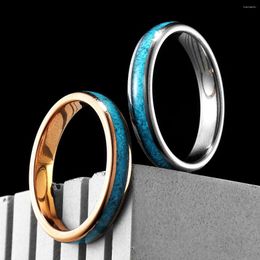 Wedding Rings Aesthetic Ocean Turquoise Couple Engagement Tungsten Steel Men Women Jewellery Fashion Accessorie Gift Wholesale