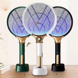 Zappers Mosquito Racket 2 In 1 USB Rechargeable Fly Zapper Swatter Lamp Seduction Trap Summer Night Sleep Protect Tools