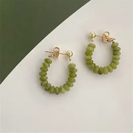 Stud Earrings 925 Silver Natural Peridot Female Minimalist Versatile Temperament Handmade Elegant Jewellery