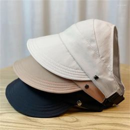 Wide Brim Hats Mask Hanging Cap Korean Women Empty Top Sun Hat Solid Color Foldable Suncreen Sunshade Bonnet Female Summer Visor