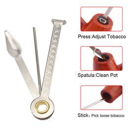 Multifunctional 3 in 1 Stainless Steel Smoking Pipe Cleaning Tools Knife Smoking Pipe Cleaner Wood Pipe Ash Scraper