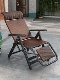 Camp Furniture Folding Lunch Lounge Chair Plastic Woven Balcony Home Leisure Elderly Siesta Beach Lazy Back Summer Cool