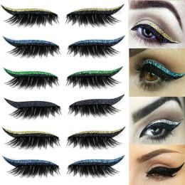 Eyeliner 4 Pairs 2 IN 1 Eyeliner Eyelash Stickers Reusable Long Lasting SelfAdhesive Glitter Shiny Natural Stickers Party Cosplay Makeup