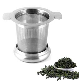 Tea Strainer Lid Teas Infusers Basket Reusable Fine Mesh TeaCoffee Filters Stainless Steel with Double Handles Leaf Teapot Spice 5143846