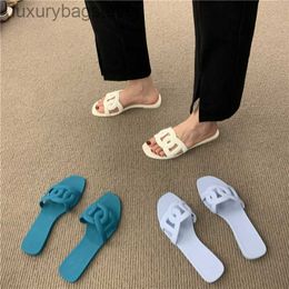 Original 1:1 Hrems Top Grade Designer Slippers Flat Bottomed French Sandals Slippers for Women Summer Outerwear New Beach Fairy Style Jelly Sandals with 1:1 Brand Logo