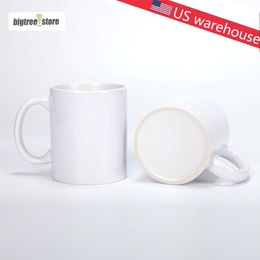 US warehouse 11oz Sublimation Ceramic Mug Handgrip Coffee Mug Blank tumblers Personality DIY Individual box Thermal Transfer White Wate 244m