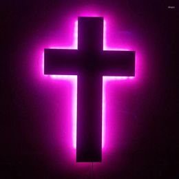 Wall Lamp ZK50 Creative USB Cross Night Light Colourful Remote Control Home Decoration Gift Cable 2 Metres