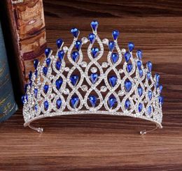 KMVEXO Luxury Multilayers Drop Royal King Wedding Crown Bride Tiaras Hair Jewellery Crystal Diadem Prom Party Pageant Accessories X04434591