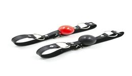 Sexy Products Sex Leather Strap Sex Bondage Gear Open Mouth Silicone Ball Not plastic Gag Breathable Red Black Ball CPRC0072321055