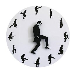 Silly Walks Comedian Funny Walking Novelty Wall Clock Watch Ministry of Comedy TV Series Home Decor Silent For Bedroom 2201156933122