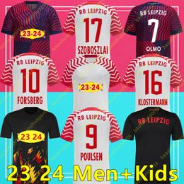 2023/2024 RBL Soccer Jerseys Leipziges Home SILVA NKUNKU SZOBOSZLAI POULSEN ANGELINO ADAMS OLMO KLUIVERT HAIDARA LAIMER MORIBA Men Kids Kits football shirt