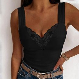 Women's Tanks Sexy Lace Tank Tops Women V-Neck Top T-Shirt For Casual Hollow Out Basic Camisole Female Perspective Sleeveless