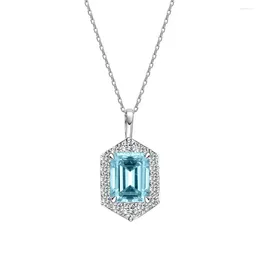 Chains STL Zhenchengda Diamond Set Sea Blue Treasure Necklace For Women 925 Pure Silver 7 9mm High Carbon
