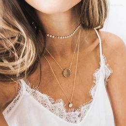 Pendant Necklaces 3pcs Chain Pendants Choker Necklace Women Not Dark Real Stainless Steel For Trendy