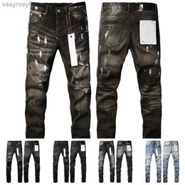 Men Designer Jeans Purple Brand Street Fashion Jean Ripped Vintage Denim Trousers Mens Summer Hole Hight Grey with Tag for Men Women Youth on Sale Yu CICB