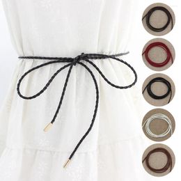 Belts Woven Long Waist Rope Solid Colour Thin Chain Dresses String Waistband Faux Leather Slim Belt Bow Tie Decoration