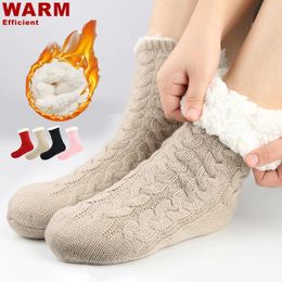 Women Socks Women's Warm Mid Tube Plush Interlayer Winter Soft Home Interior Thickening Silicone Anti Slip Men's Thick Slippers